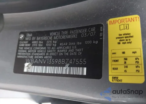 2008 BMW 528Xi from USA, damaged, VIN WBANV13598BZ47555